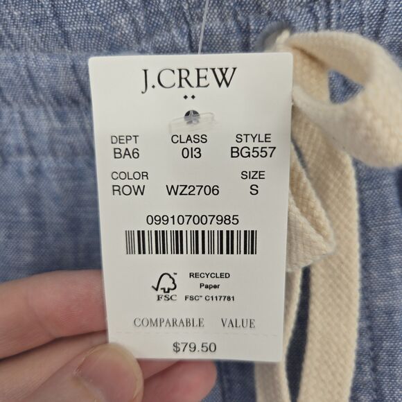 NWT J Crew Linen Blend Dock Short Teal White Mens Small - Picture 4 of 7